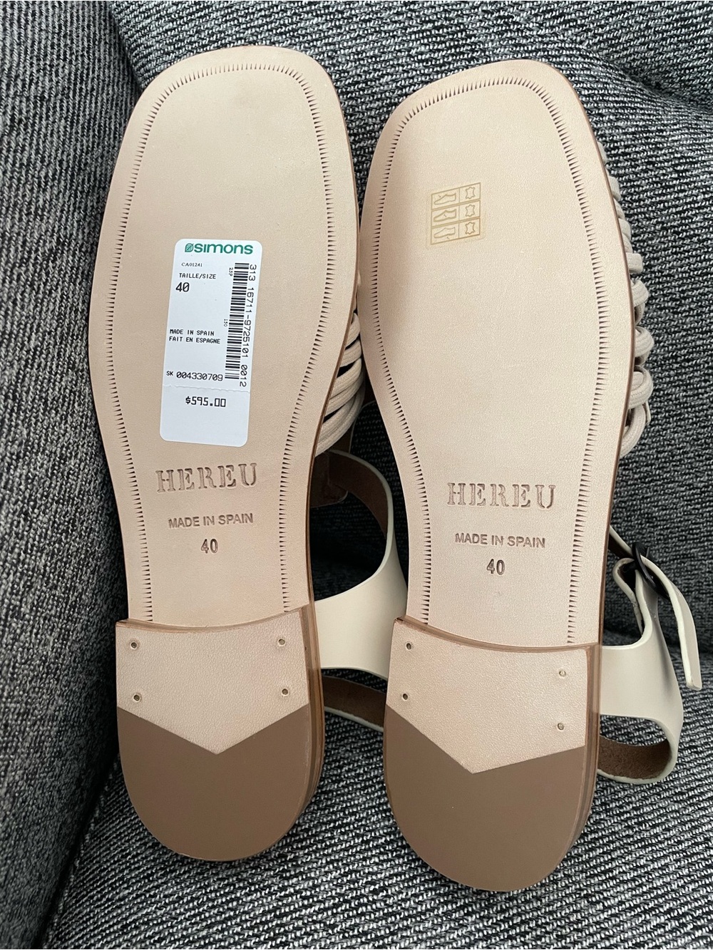NWT Hereu ALARO square toe caged sandals cream 40 - Picture 8 of 13